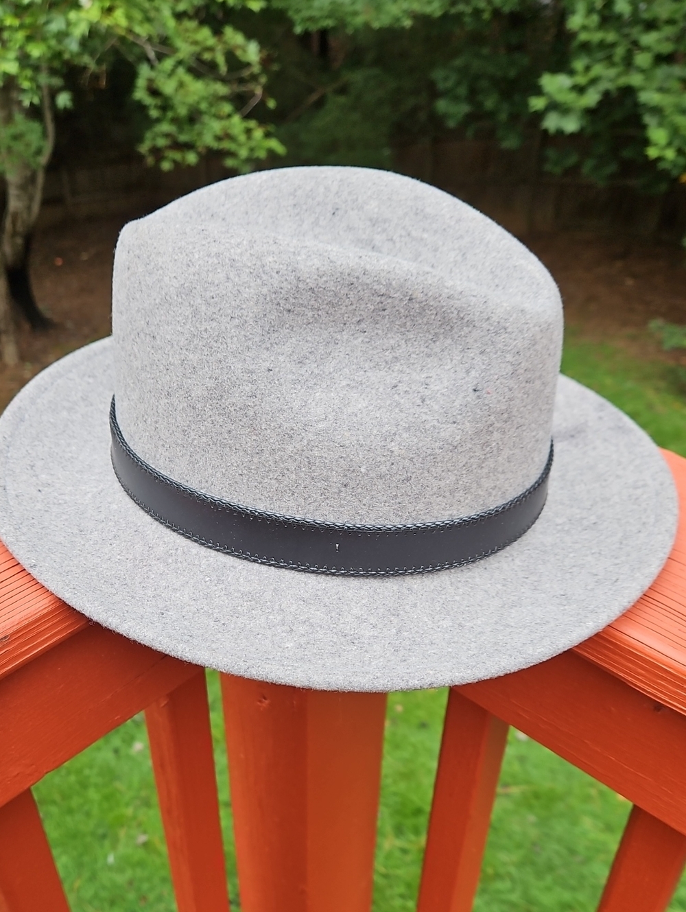 Paul Fredrick Light Gray Wool Fedora with Black Band